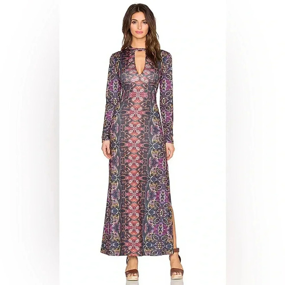 Free People Dresses & Skirts - *NWT* Free People Dress Womens Medium Cabaret Maxi Long Sleeve Sunrise Combo